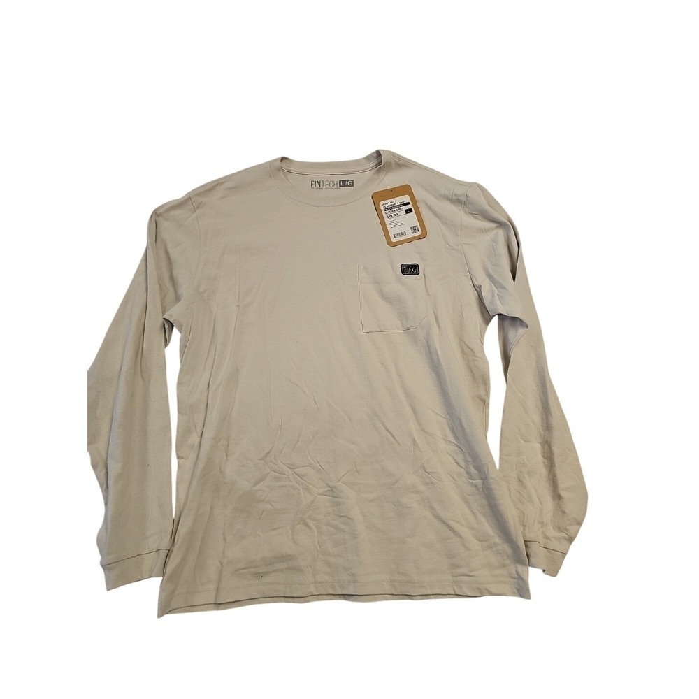 Fintech‎ Mens Long Sleeve Graphic Fishing T-Shirt Glacier Gray Large  new